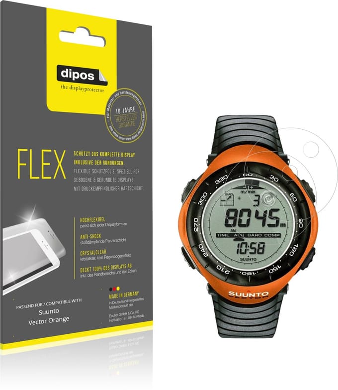 dipos – 2x Beschermfolie geschikt voor Suunto Vector Orange | 3D Full Cover Screenprotector | 100% Passend