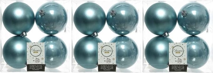 Decoris Kerstballen - 12x st - ijsblauw - D10 cm - kunststof - kerstversiering