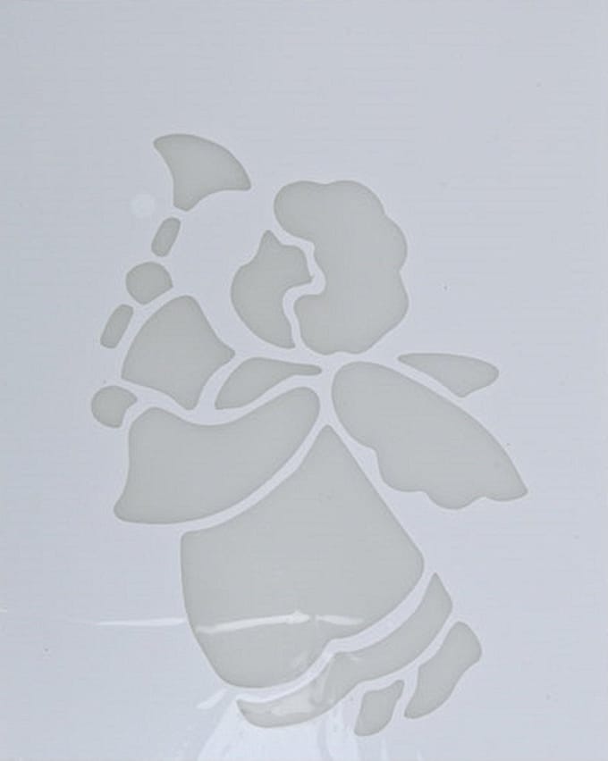 Kerst raamsjabloon engel met bel - wit - 35 cm - raamdecoratie - kerstversiering - sneeuwspray sjabloon