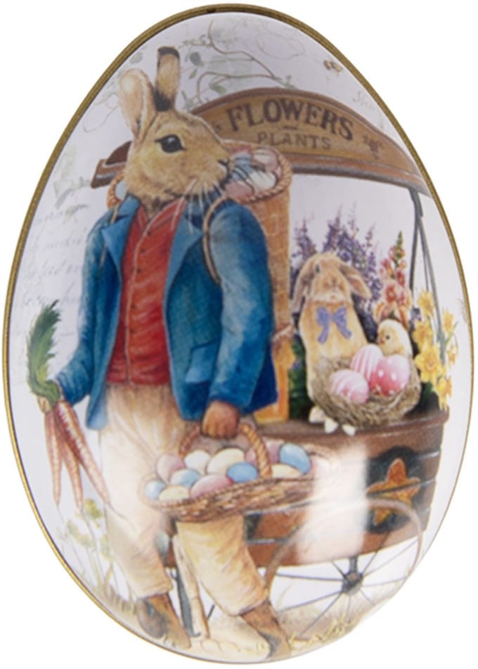 Clayre & Eef Decoratie Beeld Ei 5x6x4 cm Wit Metaal