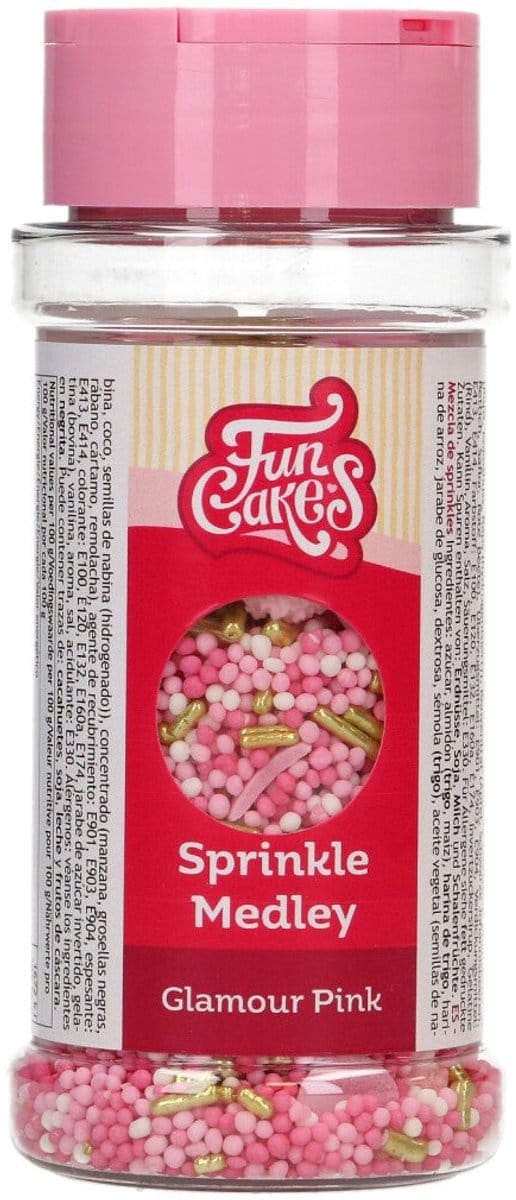 FunCakes Sprinkle Medley - Glamour Roze - 65g - Eetbare Taartdecoratie