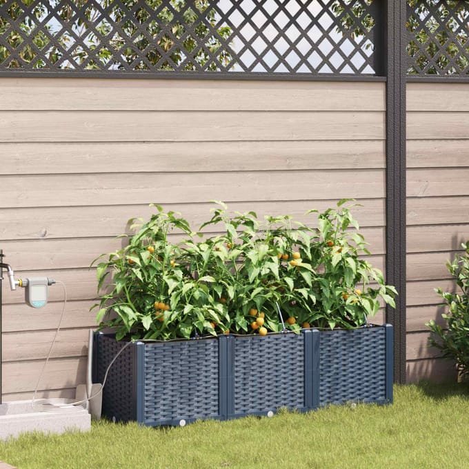 vidaXL - Plantenbak - 3 - st - Grijs - 120 - x - 40 - x - 37,5 - cm - PP
