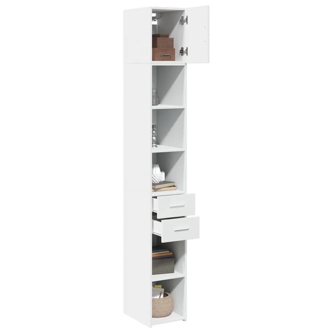 vidaXL - Opbergkast - smal - 30x42,5x225 - cm - bewerkt - hout - wit
