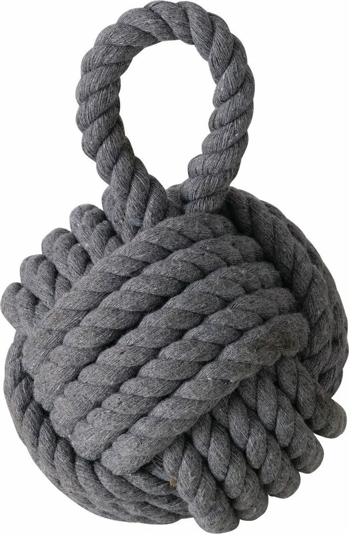 Boltze deurstopper knoop - 1.2 kilo - grijs - jute - 23 x 15 cm