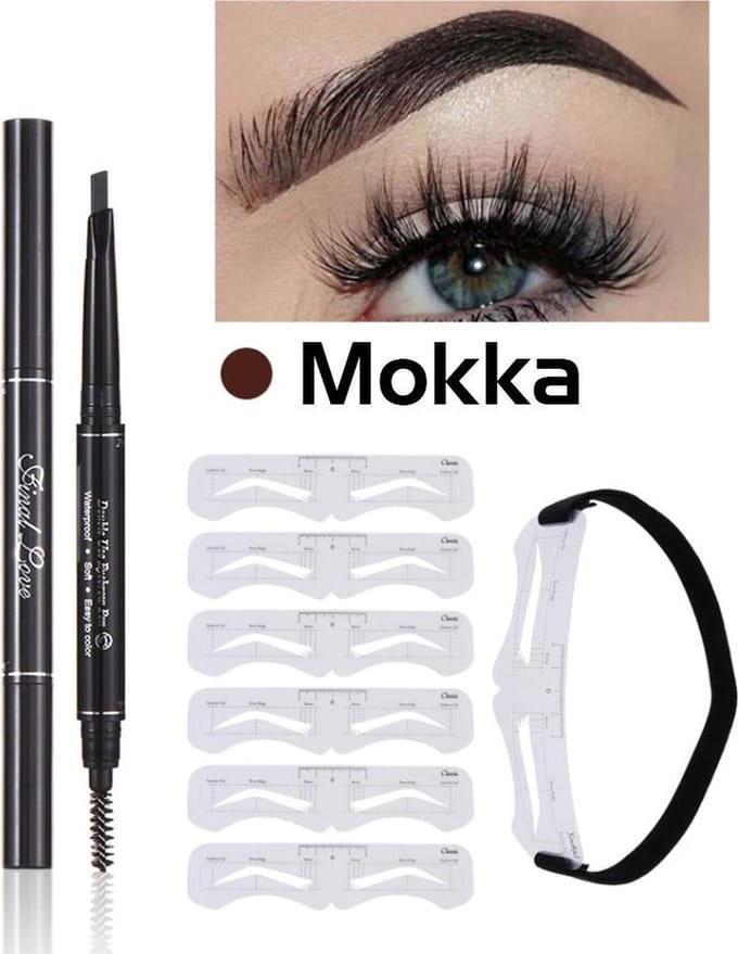 DW4Trading Wenkbrauw Sjabloon + Microblading Tattoo Pen - Mokka