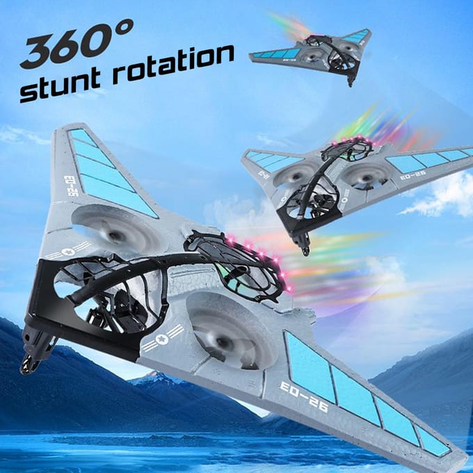 Schuim Afstandsbediening Drone 2,4 GHz Afstandsbediening Vliegtuig 360 graden Stuntrotatie voor kinderen Kinderen 3 1 battery blauw