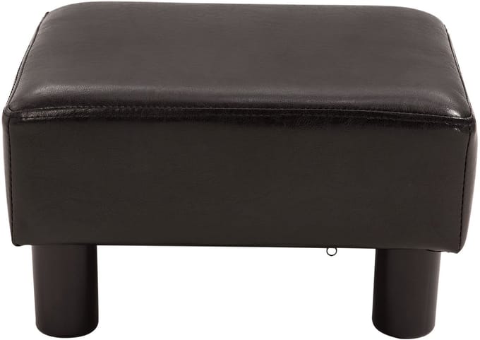 HOMCOM-Fußhocker-Kunstleder, Kunststoff-L40 x B30 x H24 cm-Braun