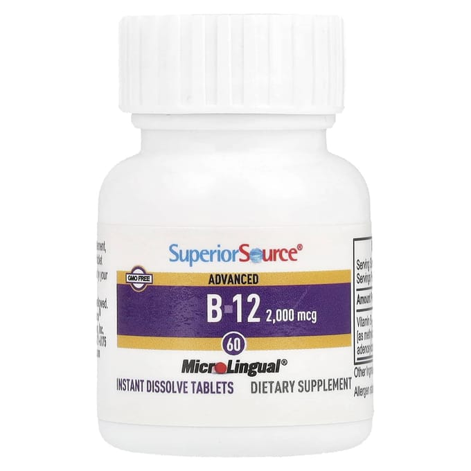 Geavanceerde B-12, 2.000 Mcg, Microlingual® Direct Oplosbare Tabletten, 60 Tabletten