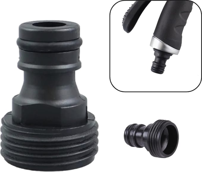 PD kraanstuk - Slangkoppeling - Insteeknippel met buitendraad 3/4 inch - Zwart