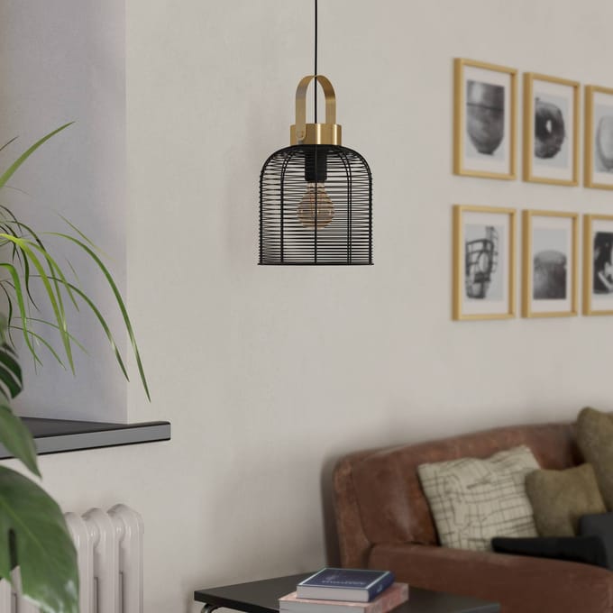 EGLO Roundham Hanglamp - E27 - Ø 22 cm - Zwart|Goud - Staal
