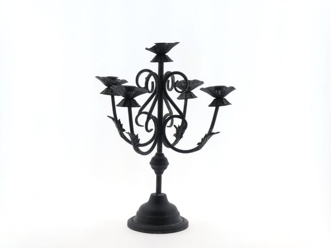 Kandelaren - Candleholder Metaal 26x43 Ant. Black