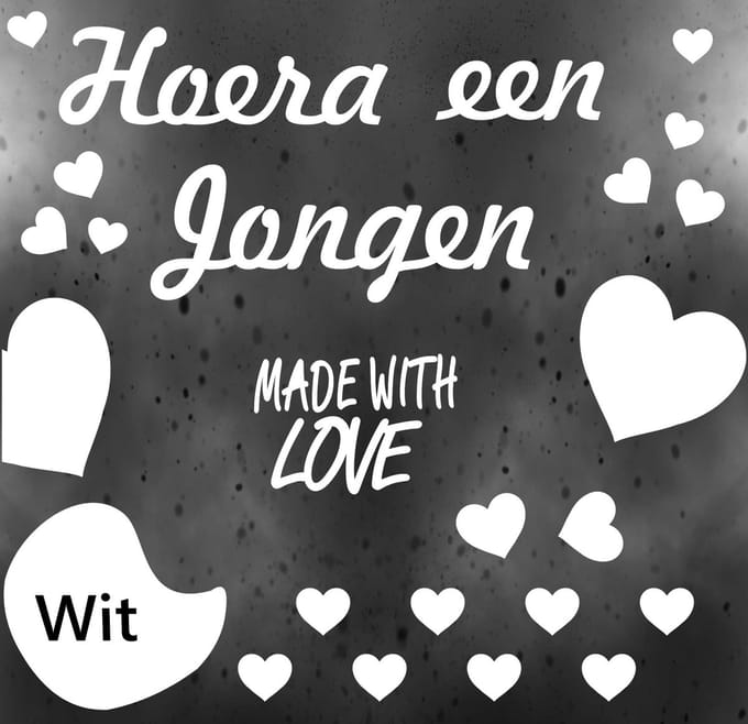 Geboorte sticker Hoera een jongen Made withe Love, zacht blauw