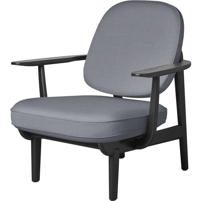 Fritz Hansen Fred Loungefauteuil - JH97 - lichtgrijs uni - zwart essen