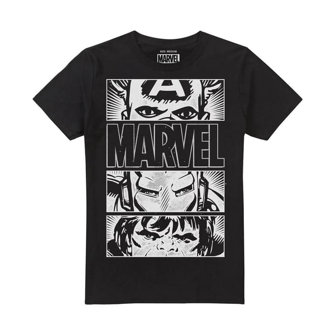 Marvel Heren Helden Ogen Licht T-shirt (Zwart/Grijs)