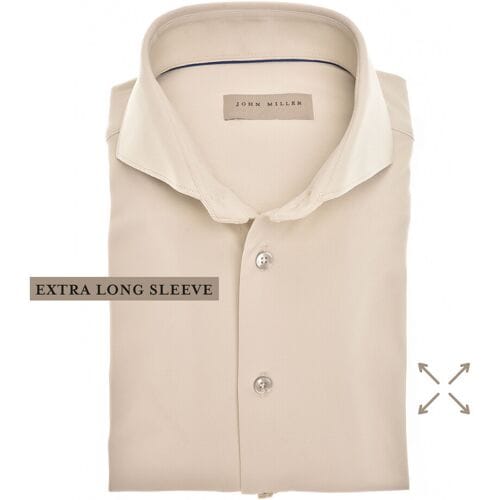 John Miller Overhemd Slim-Fit Hyperstretch Extra Long Sleeve Mouwlengte 7 Licht Bruin / male