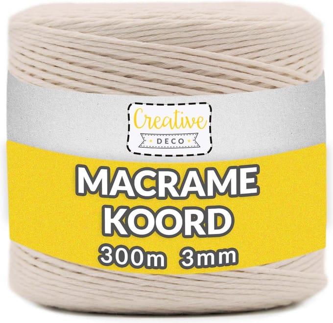 Creative Deco Beige Macrame Touw – 300m – Katoen, 12-laags