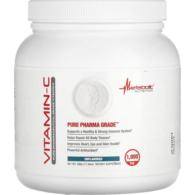 Metabolic Nutrition, Vitamine-C, Ongezoet, 500 g (500 gr)