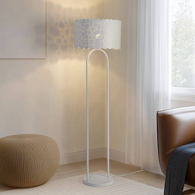 Lindby - vloerlamp - 1licht - Metaal - H: 143.5 cm - E27 - wit