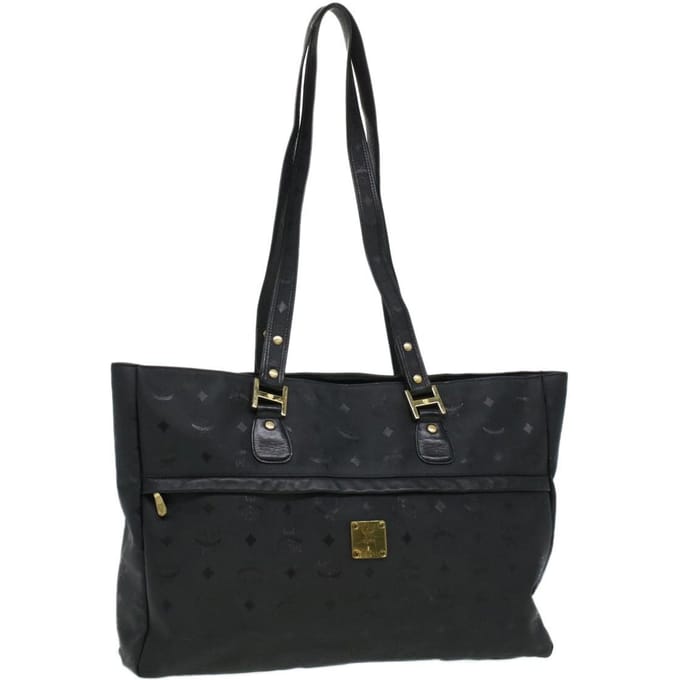 MCM Vicetos Logogram Schoudertas PVC Leer Zwart Auth ti758
