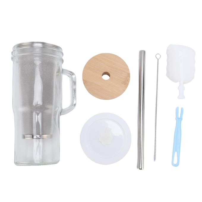 Cold Brew Koffiemaker 24oz Wide Mouth Lekvrije Cold Brew Koffiekan met Roestvrij Staal L(for 6.5-9kg) white