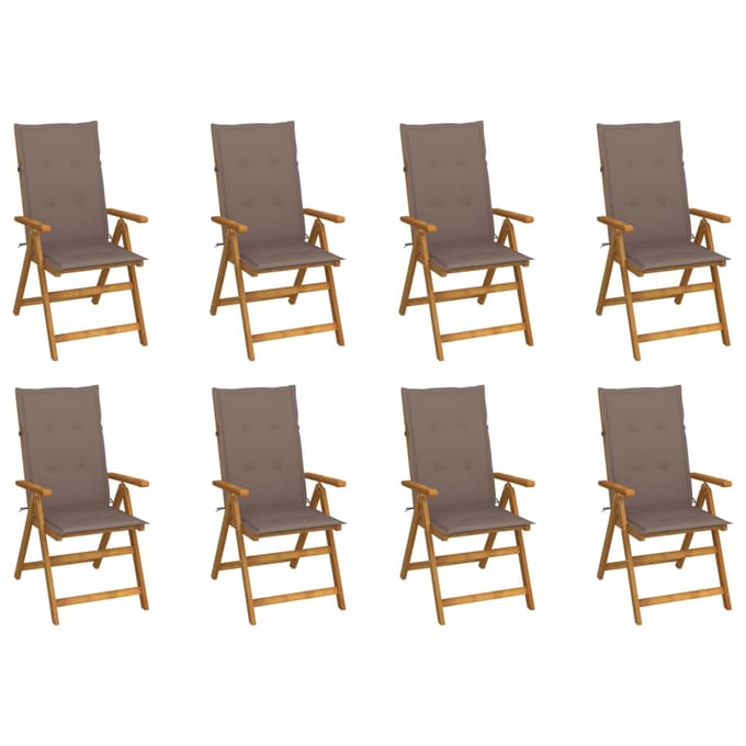 vidaXL - Inklapbare - stoelen - 8 - st - met - kussens - massief - acaciahout