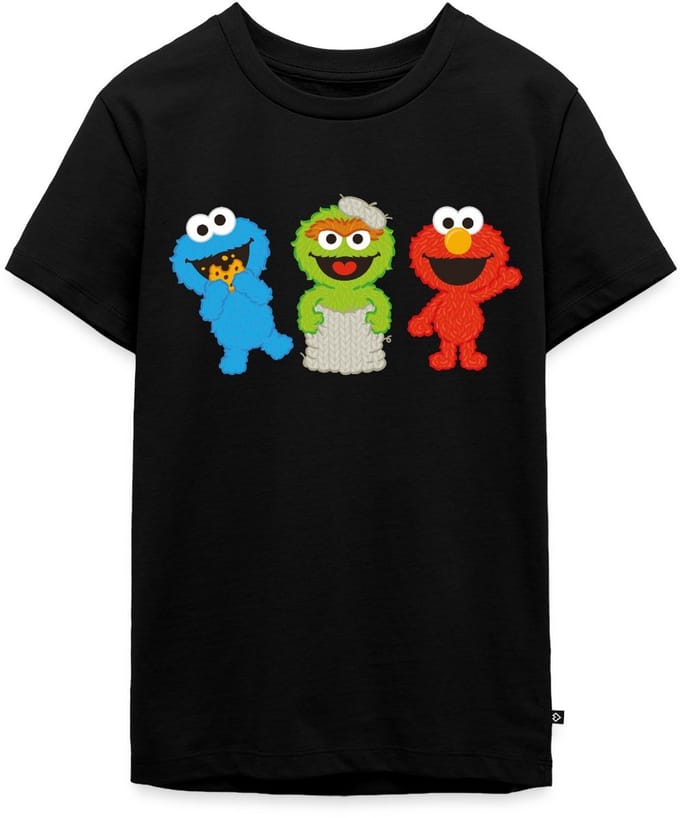 Sesamstraat Baby Koekiemonster Oscar & Elmo Premium T-Shirt Tiener