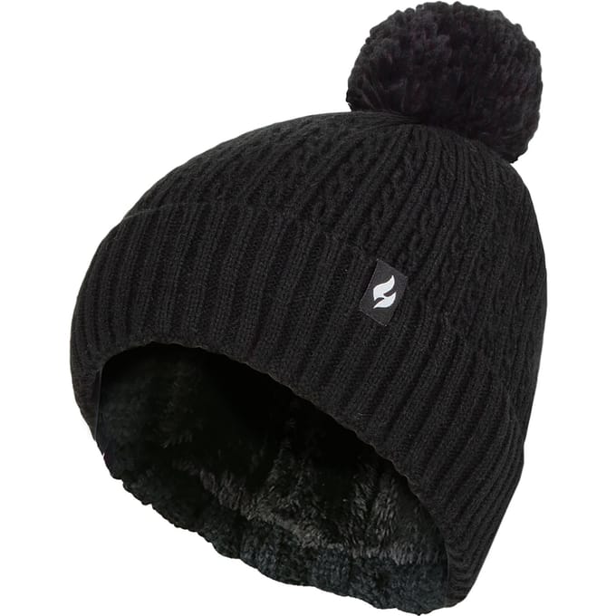 Heat Holders - Thermische muts voor dames met pompon - Zwart