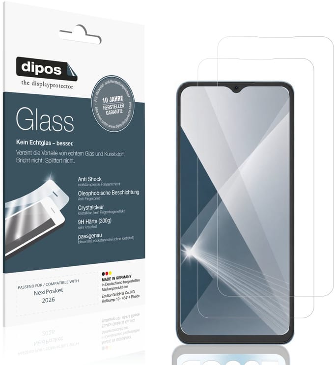 dipos – 2x Pantserfolie geschikt voor NexiPosket 2026 | 9H Screenprotector