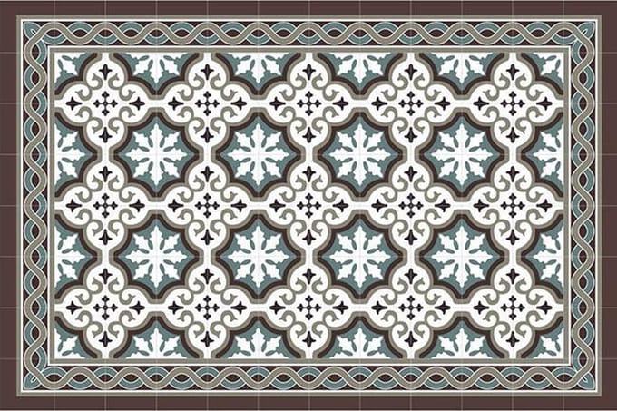 4x Homeplace Set Placemats 'Faro Brown Retro Floor Tile Style' Non Slip For Dining Room - Kitchen Table Decor, 45 x 30 cm