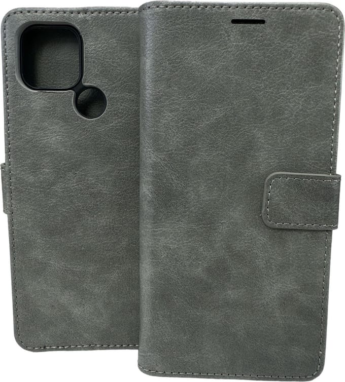 Portemonnee Book Case Hoesje Geschikt voor: Oppo A15 - Grijs
