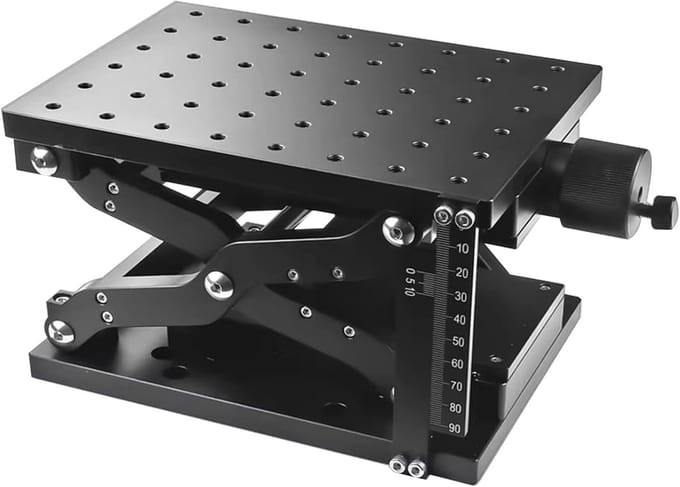 Handmatige Hef Platform - Positionering Tafel - Precisie Positionering - Z-As Verstelling - 60mm Slag - Zilver