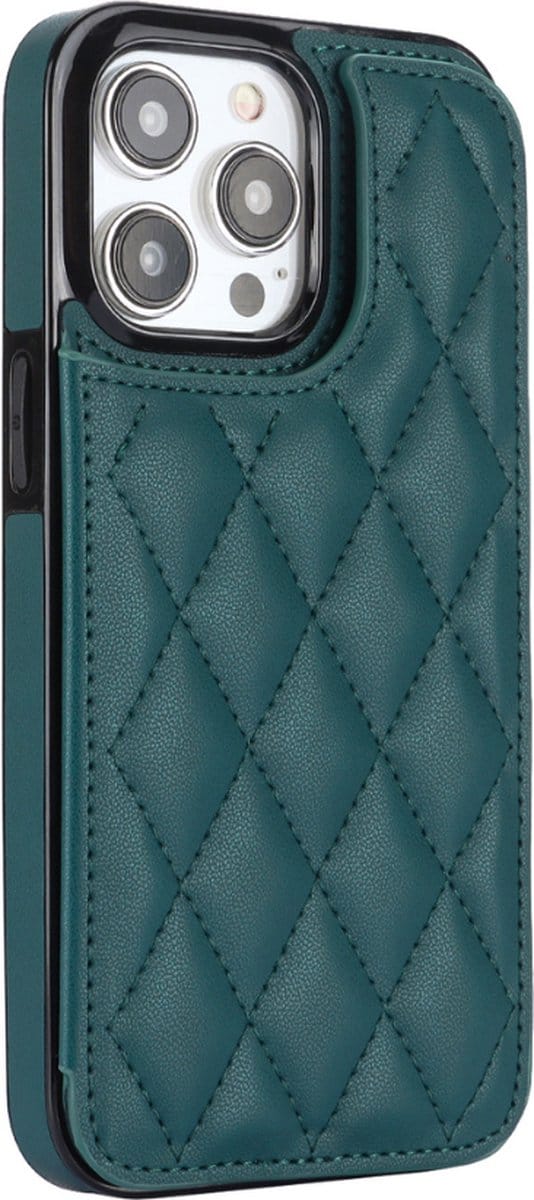 Hoesje geschikt voor iPhone 16 Plus - Backcover - Pasjeshouder - Kunstleer - Groen