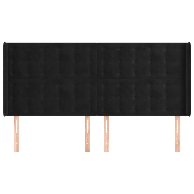 vidaXL - Hoofdbord - met - randen - 203x16x118/128 - cm - fluweel - zwart