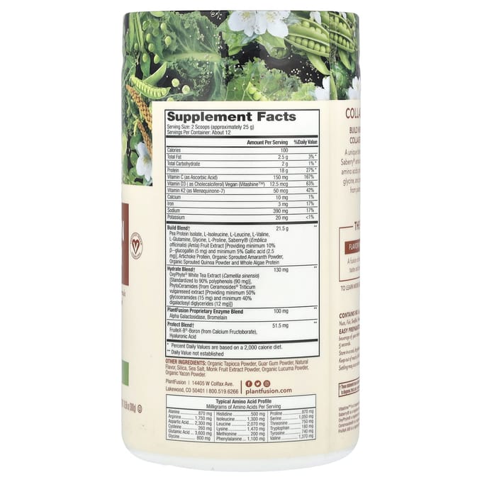 PlantFusion, Constructeur Complet de Collagène Végétal, Naturel, 10,58 oz (300 grammes)