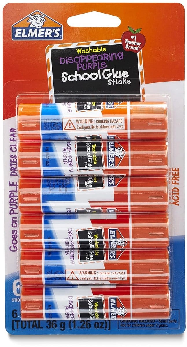 Lavbare Lijmstiften voor School en Kantoor - Paars - 6 Stuks