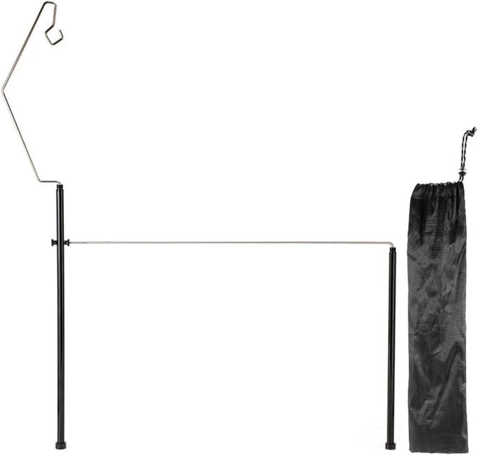 Campingtafel Hanger - Opbergstandaard Bureau - Kampeeruitrusting Organiseren - Afneembaar L-vormig Ontwerp - Compact Formaat - Metaal