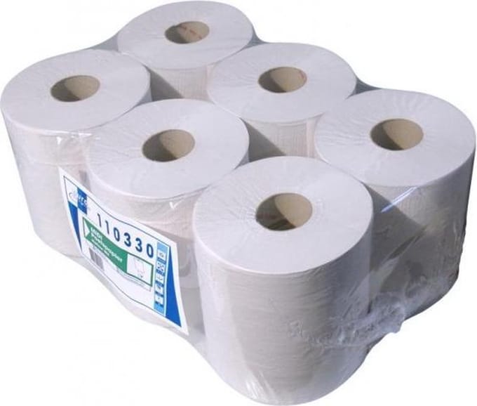 Poetspapier naturel wit midirollen - 300 meter x