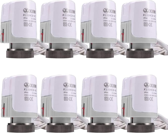8 x Servomotoren voor Vloerverwarming, Thermische Aandrijving, Stroomloos, NC M30 x 1,5
