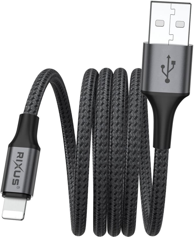 Rixus RXUC66AL Magnetic Charging Cord USB-A To Lightning 100cm 10W Black