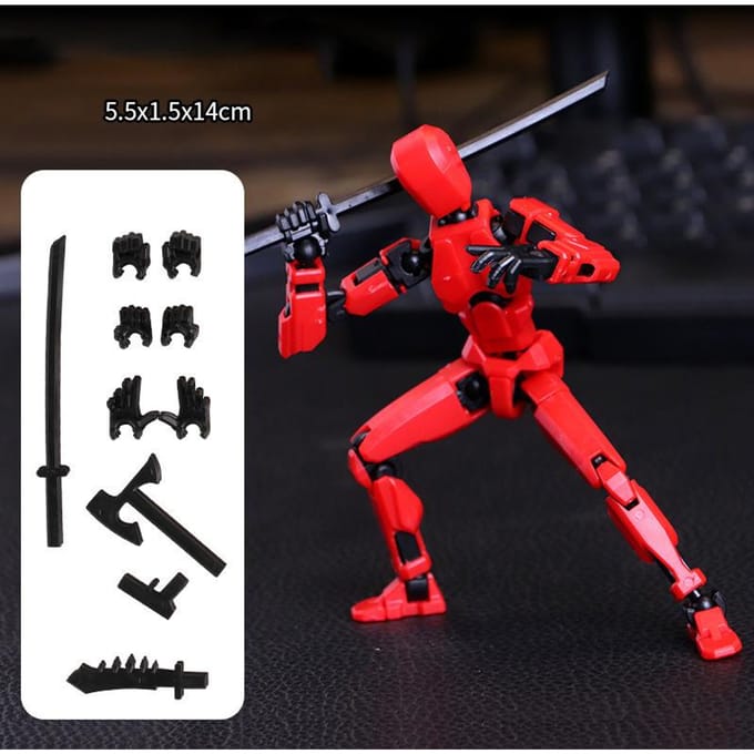13 Gewrichtsverplaatsbare Actiefiguren Vormveranderende Robot 3D Geprint Mannequin Karakter Assembleer Speelgoed Ouder-kind Spel Kinderen Geschenken Drukverlagend Speelgoed red