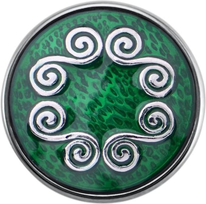 Quiges - Dames Click Button Drukknoop 18mm Infinity Golven Groen - EBCM272