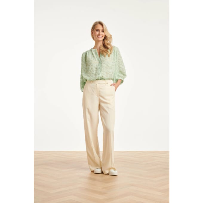 Smashed Lemon Structuur blouse met knoopsluiting en 3/4 mouwen |