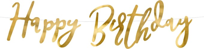 PartyDeco - Slinger Happy Birthday Goud (16,5 x 62,5 cm)