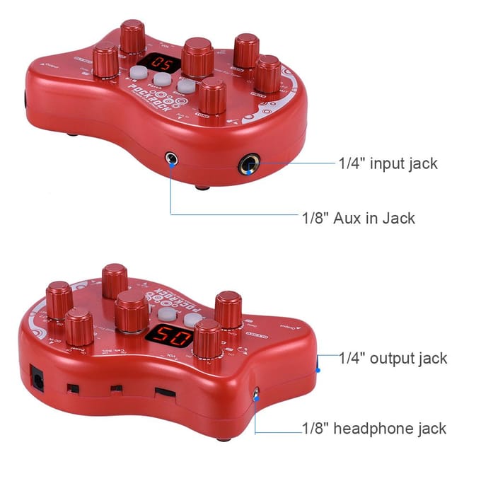PockRock draagbare gitaar Effectpedaal met 15 effecten (ONS) Oplader UK Plug