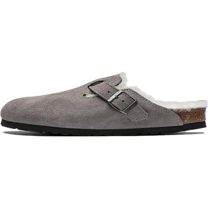 Birkenstock Boston Lamsvacht Suede Steen Munt Unisex Sneakers Grijs 1017650 39 gray