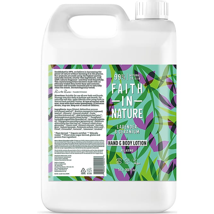 Faith in Nature Hand & Bodylotion - Lavendel & Geranium 5L