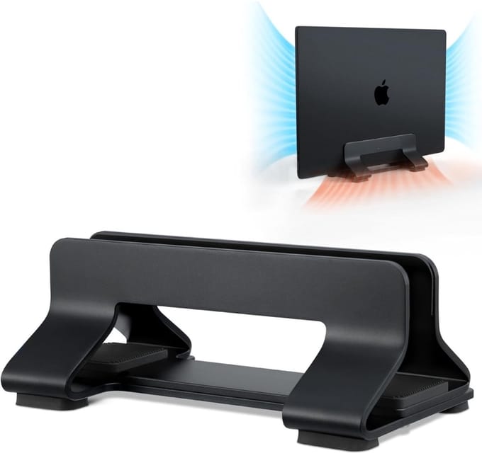 Famanu – Aluminium Verticale Laptopstandaard Dockhouder - Verstelbare Sleufbreedte 12-42mm - Ruimtebesparende Verticale Opslag voor Laptops