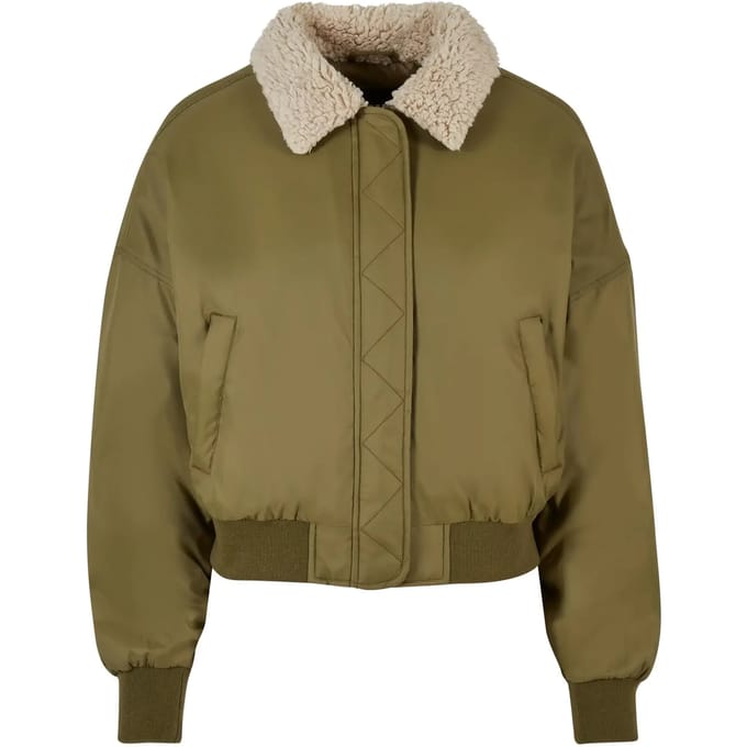 Urban Classics - Pilot Bomber jacket - L - Olijfgroen/Beige