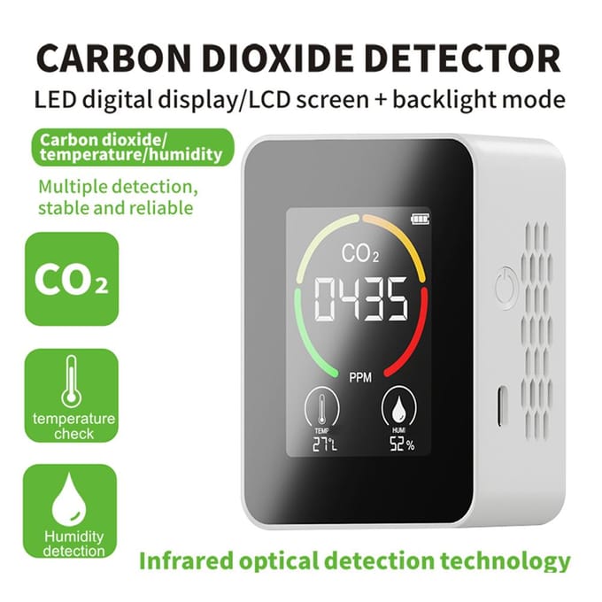 Multifunctioneel 3in1 CO2-temperatuur-vochtigheidsbewakingsapparaat Thuis Digitale huishoudelijke luchtkwaliteit wit