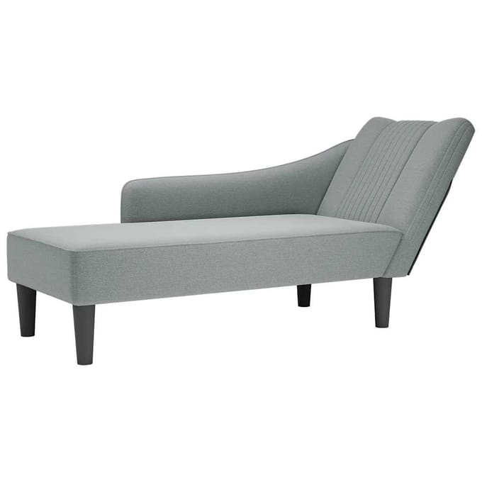 vidaXL - Chaise - longue - met - rechterarmleuning - stof - lichtgrijs